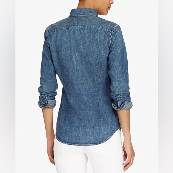 Polo Ralph Lauren Women’s Classic Cotton Denim Collared Button Down Size Small - Picture 6 of 13